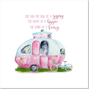 "Gypsy Hippie Fairy" Retro Camper Caravan Posters and Art